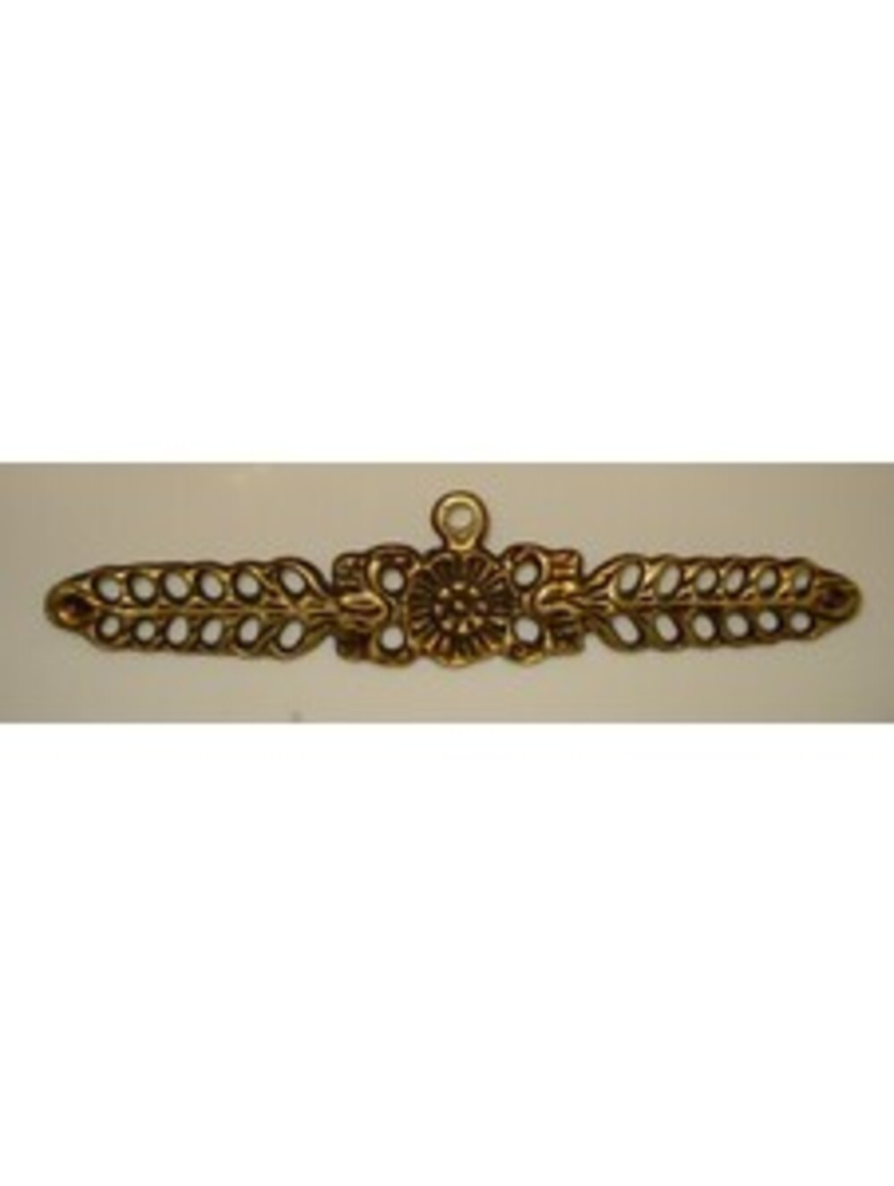 Vintage Brass Metal Floral Print Drawer Pull Handle / Pediment Wall Art Hardware